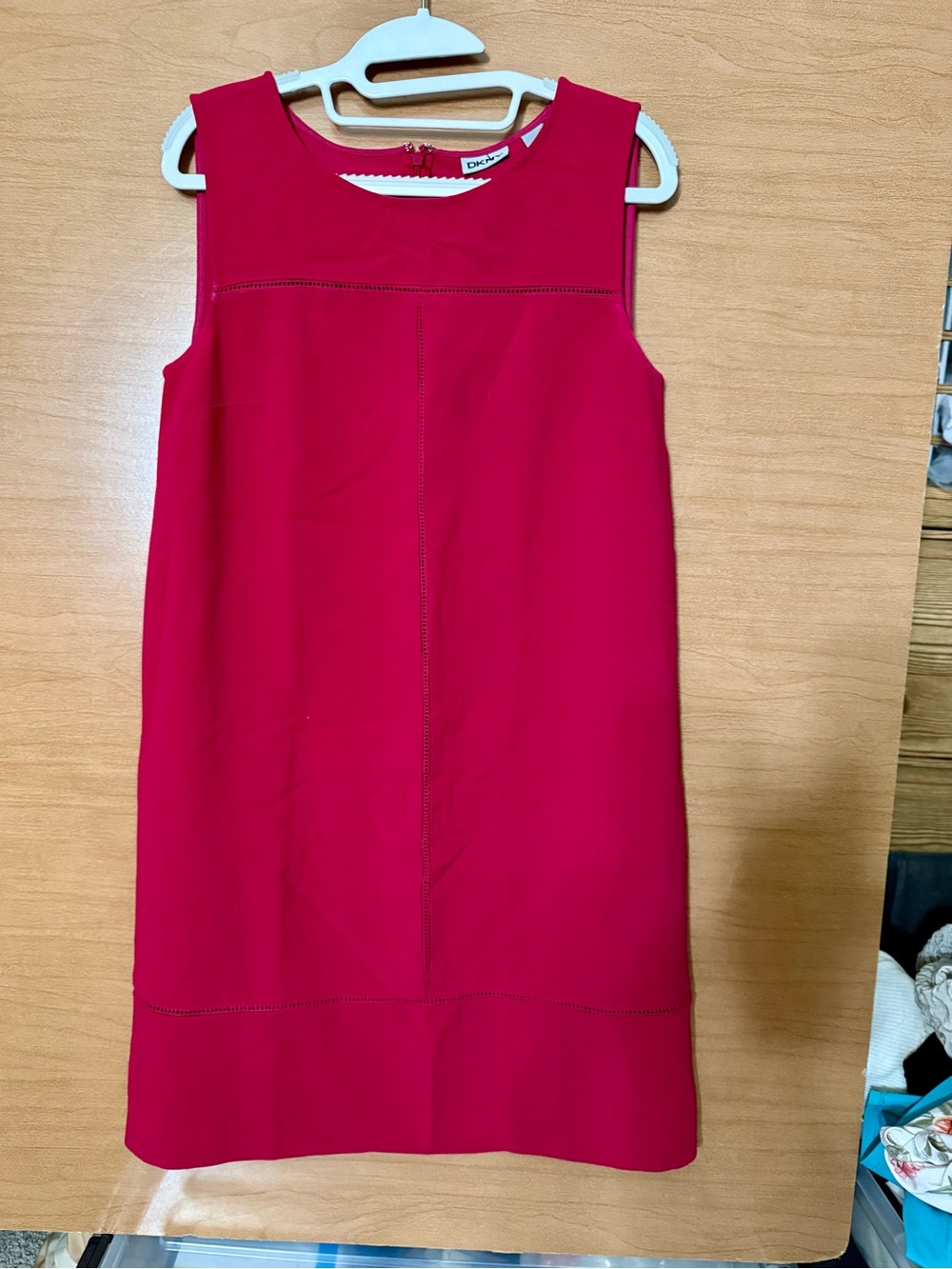 DKNY Sleeveless Shift Dress in Vibrant Red